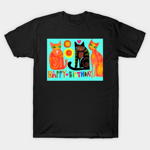 Happy Birthday cats T-Shirt by karincharlotte